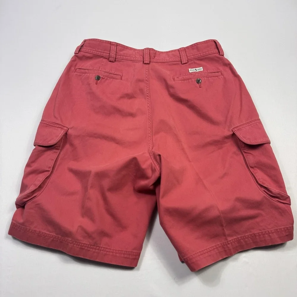 Polo Ralph Lauren Cargo Shorts Mens 34 Red Cotton Cargo Pockets 10 Inseam Casual
